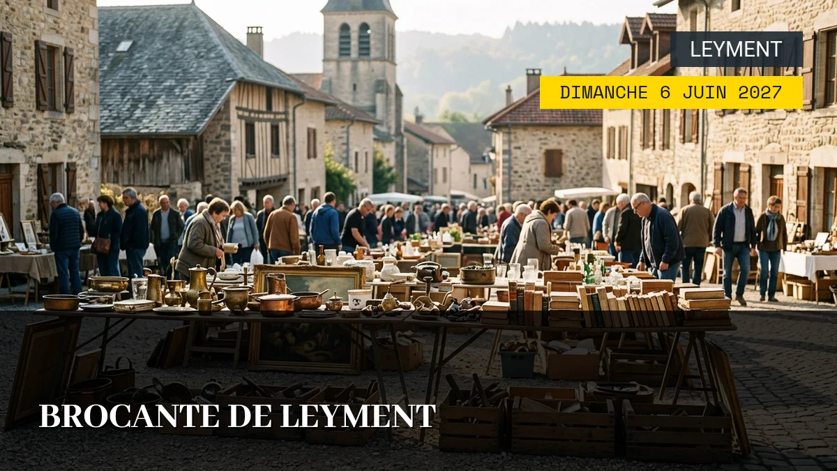 Affiche de l'événement : Brocante de Leyment – Dimanche 6 Juin 2027