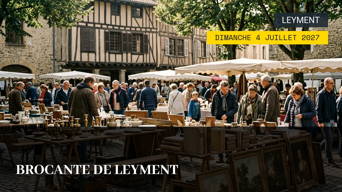 Affiche de l'événement : Brocante de Leyment – Dimanche 4 Juillet 2027