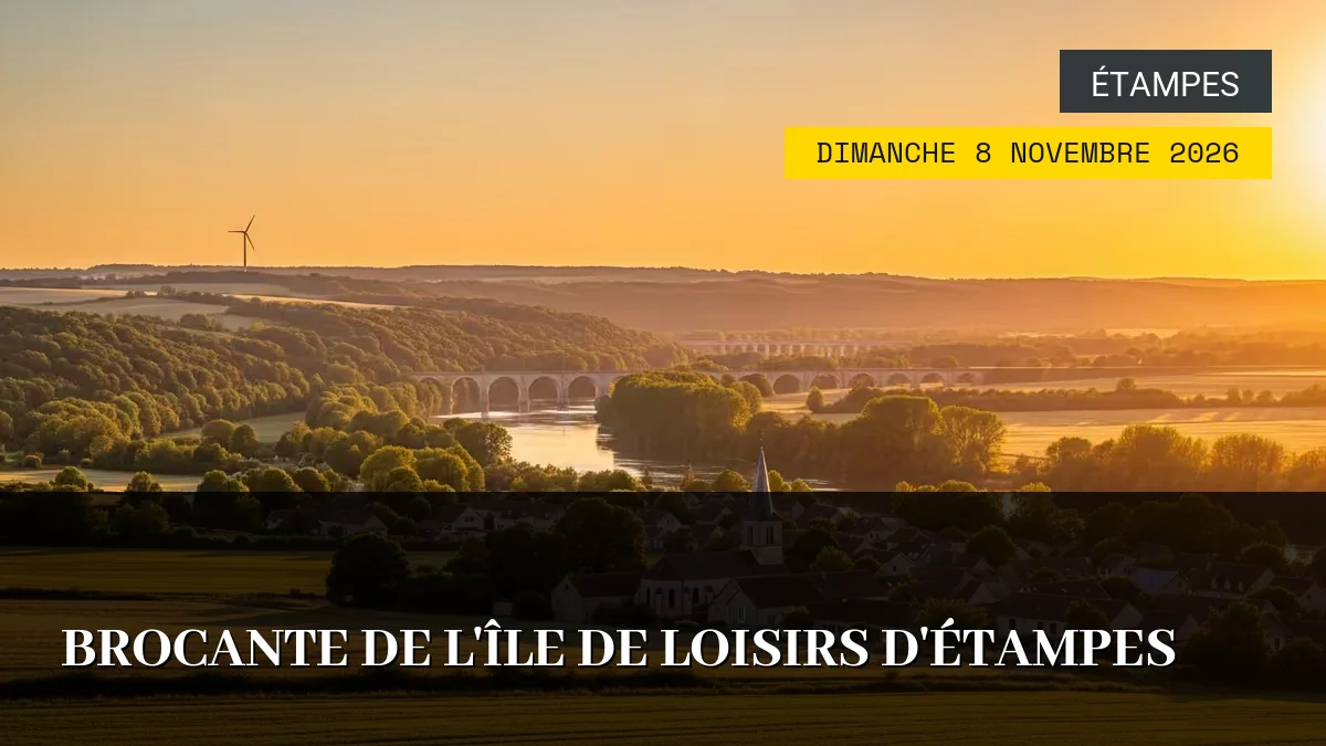 Affiche de l'événement : Brocante de l&rsquo;Île de Loisirs d&rsquo;Étampes – Dimanche 8 Novembre 2026