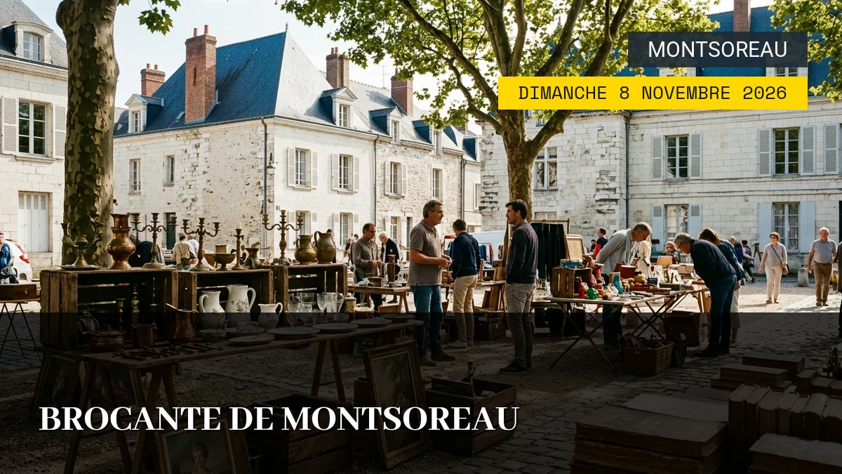 Affiche de l'événement : Brocante de Montsoreau – Dimanche 8 Novembre 2026
