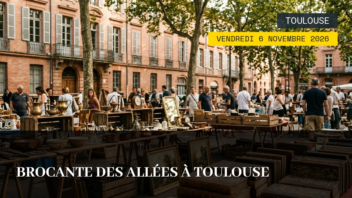 Affiche de l'événement : Brocante des Allées à Toulouse – Vendredi 6 Novembre 2026