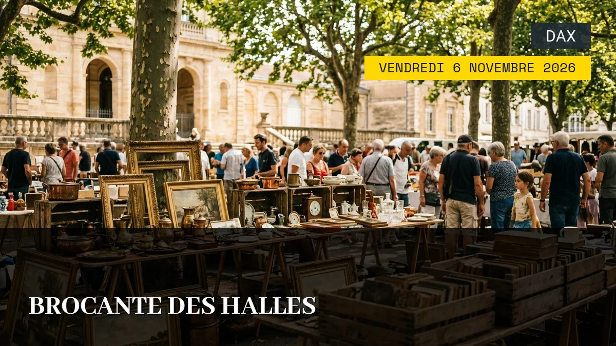 Affiche de l'événement : Brocante des Halles – Vendredi 6 Novembre 2026