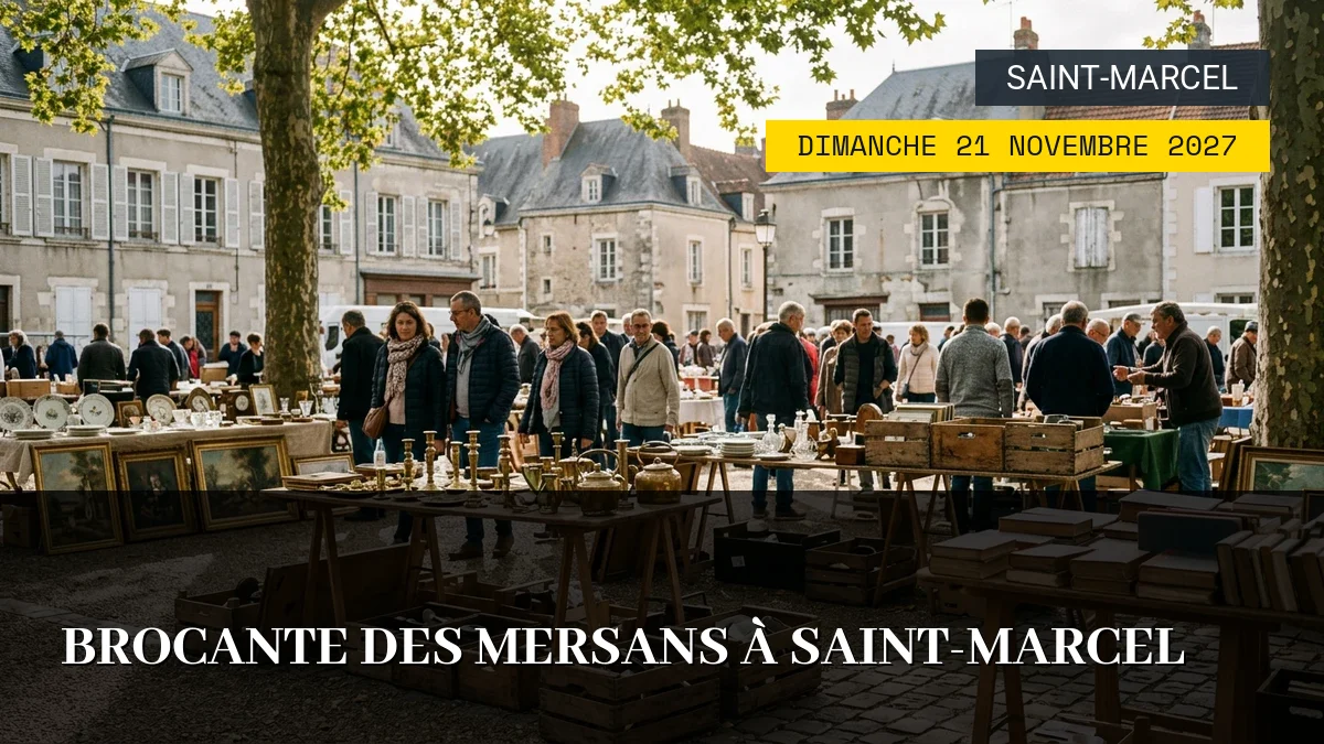 Affiche de l'événement : Brocante des Mersans à Saint-Marcel – Dimanche 21 Novembre 2027