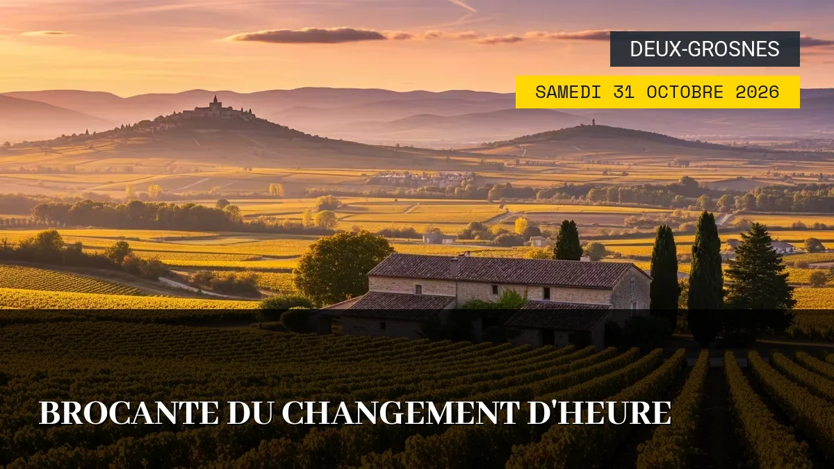 Affiche de l'événement : Brocante du Changement d&rsquo;Heure – Samedi 31 Octobre 2026