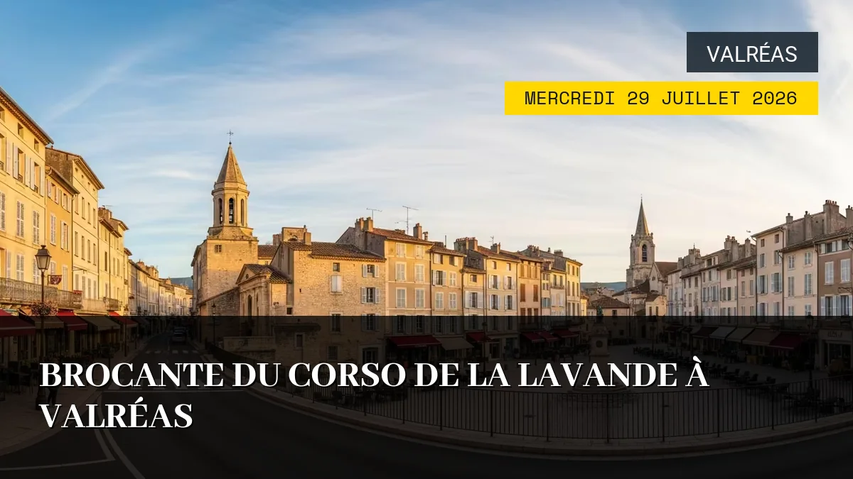 Affiche de l'événement : Brocante du Corso de la Lavande à Valréas – Mercredi 29 Juillet 2026