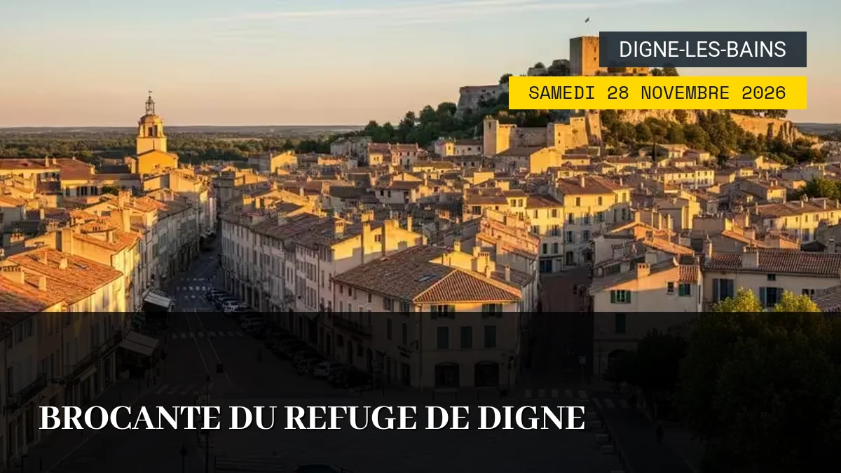 Affiche de l'événement : Brocante du Refuge de Digne – Samedi 28 Novembre 2026