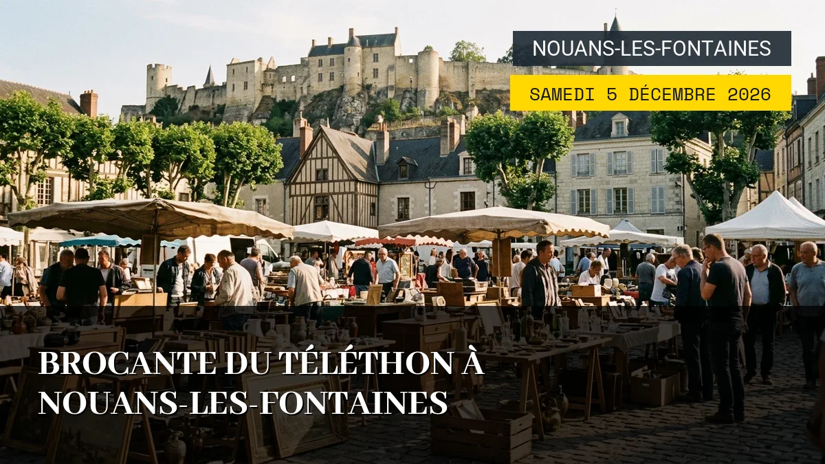 Affiche de l'événement : Brocante du Téléthon à Nouans-les-Fontaines – Samedi 5 Décembre 2026