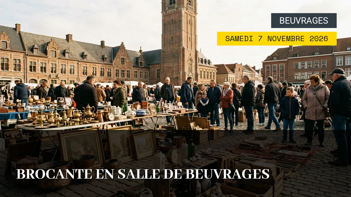Affiche de l'événement : Brocante en salle de Beuvrages – Samedi 7 Novembre 2026
