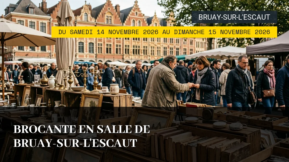 Affiche de l'événement : Brocante en salle de Bruay-sur-l&rsquo;Escaut – Du Samedi 14 Novembre 2026 au Dimanche 15 Novembre 2026
