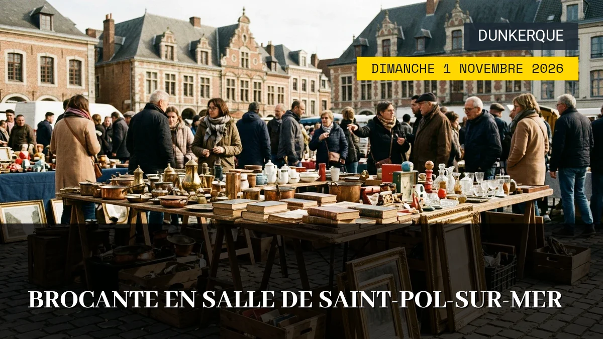 Affiche de l'événement : Brocante en salle de Saint-Pol-sur-Mer – Dimanche 1 Novembre 2026