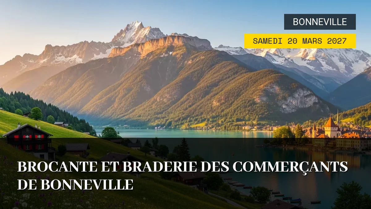 Affiche de l'événement : Brocante et Braderie des Commerçants de Bonneville – Samedi 20 Mars 2027