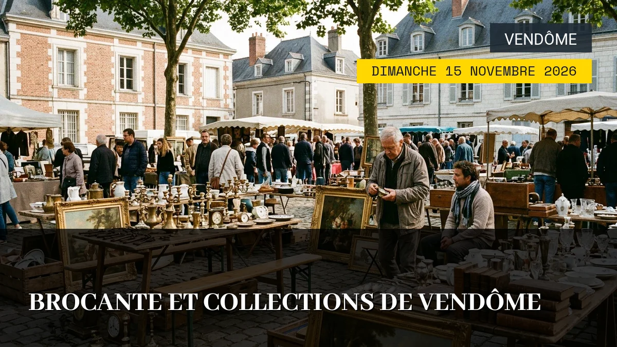 Affiche de l'événement : Brocante et Collections de Vendôme – Dimanche 15 Novembre 2026