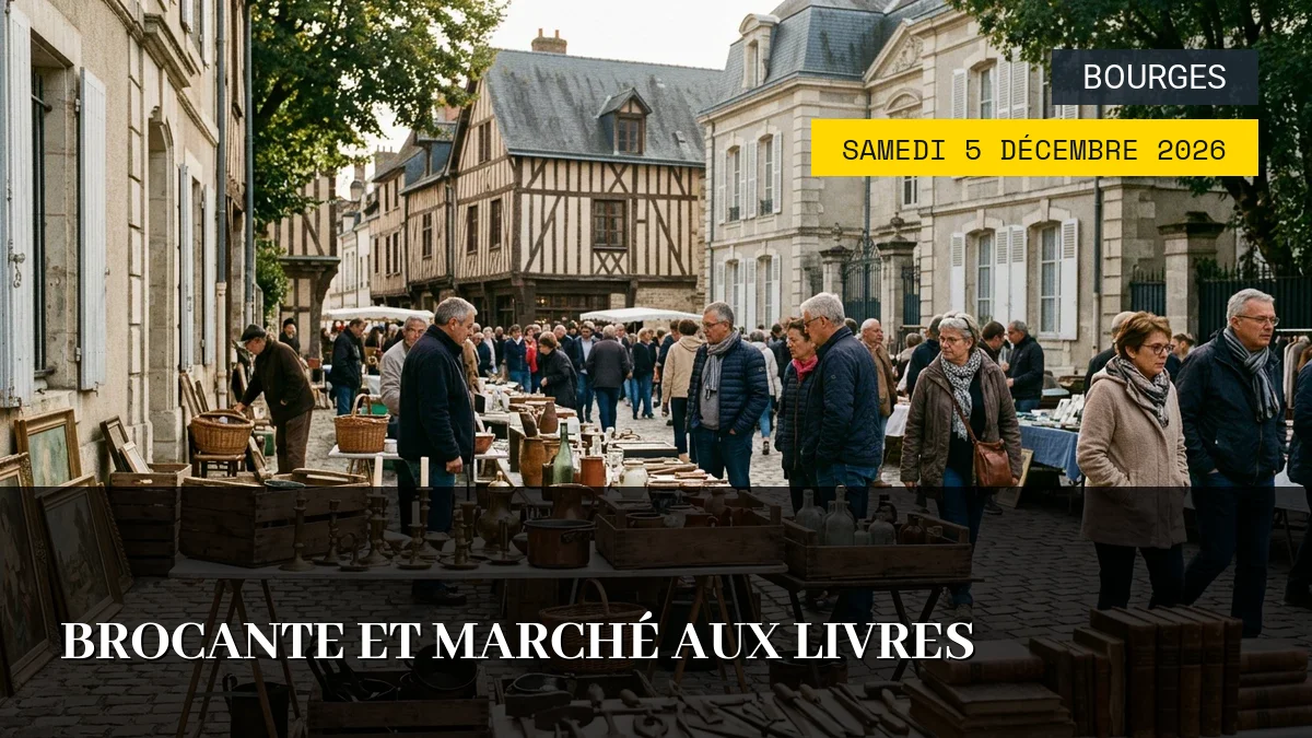 Affiche de l'événement : Brocante et Marché aux Livres – Samedi 5 Décembre 2026