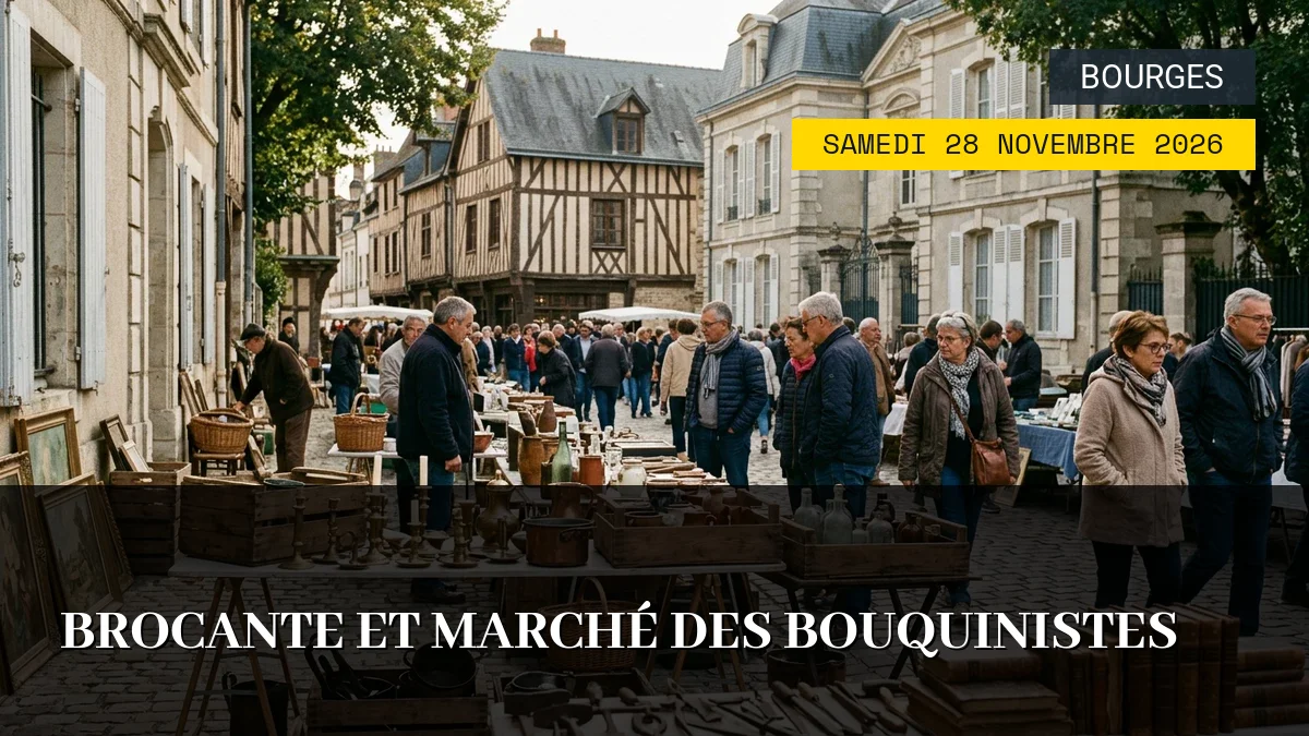 Affiche de l'événement : Brocante et Marché des Bouquinistes – Samedi 28 Novembre 2026