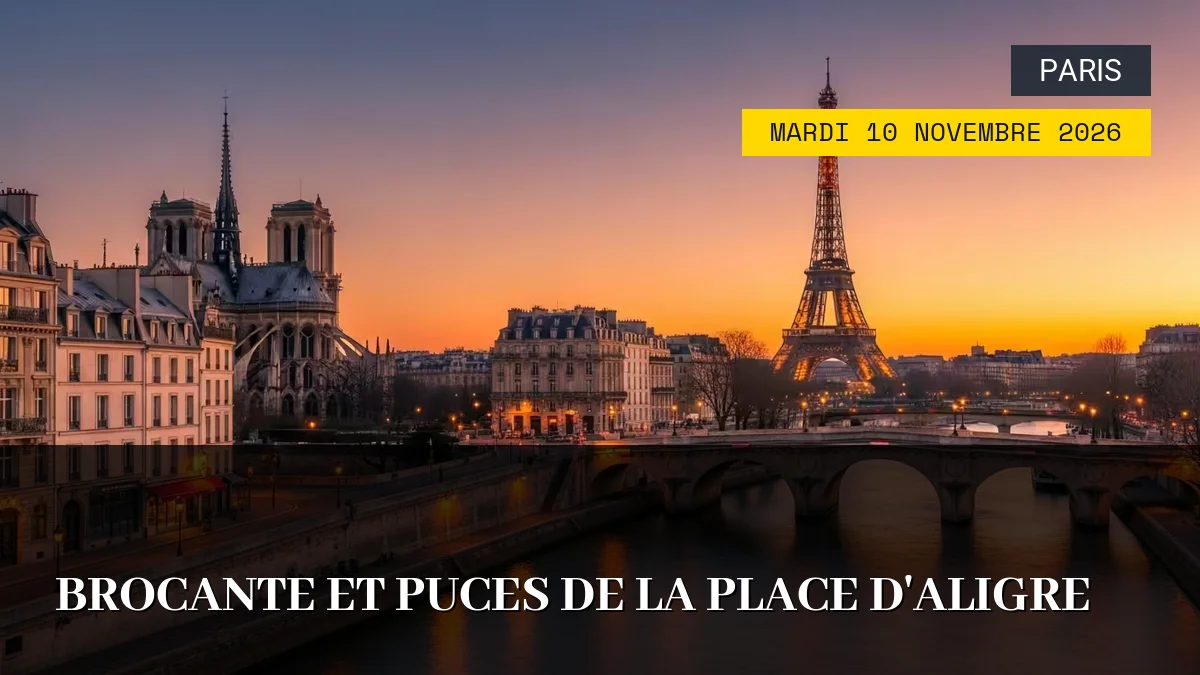 Affiche de l'événement : Brocante et Puces de la Place d&rsquo;Aligre – Mardi 10 Novembre 2026