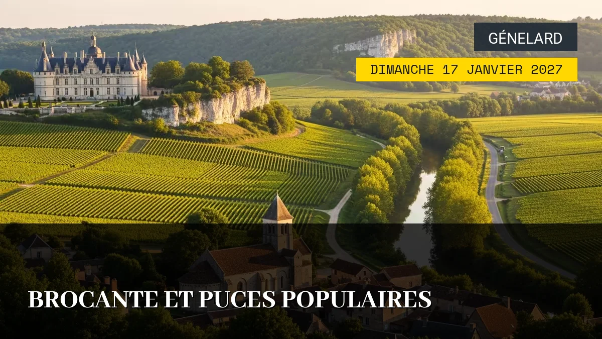 Affiche de l'événement : Brocante et Puces Populaires – Dimanche 17 Janvier 2027