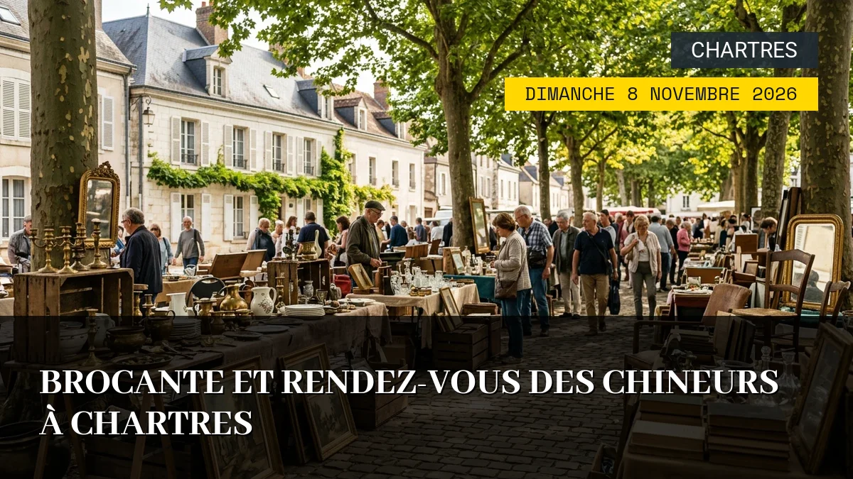 Affiche de l'événement : Brocante et Rendez-vous des Chineurs à Chartres – Dimanche 8 Novembre 2026