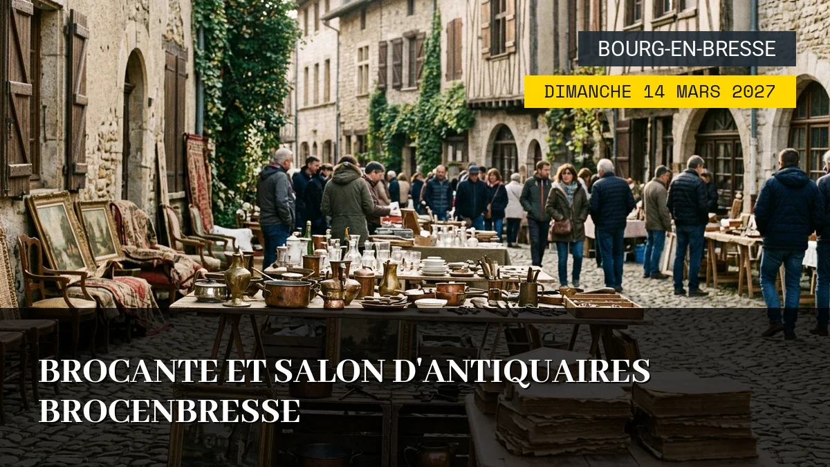 Affiche de l'événement : Brocante et Salon d&rsquo;Antiquaires BrocenBresse – Dimanche 14 Mars 2027