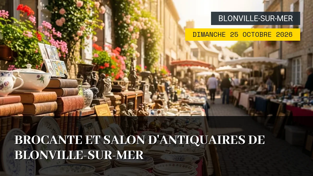 Affiche de l'événement : Brocante et Salon d&rsquo;Antiquaires de Blonville-sur-Mer – Dimanche 25 Octobre 2026