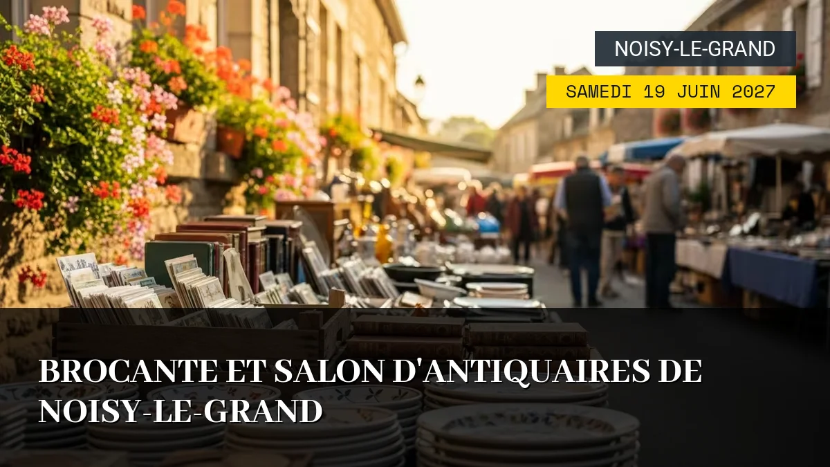 Affiche de l'événement : Brocante et Salon d&rsquo;Antiquaires de Noisy-le-Grand – Samedi 19 Juin 2027