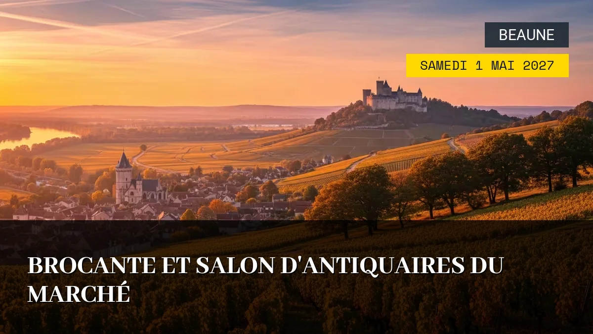 Affiche de l'événement : Brocante et Salon d&rsquo;Antiquaires du Marché – Samedi 1 Mai 2027