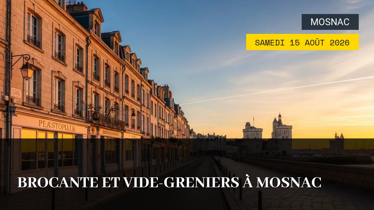 Affiche de l'événement : Brocante et Vide-greniers à Mosnac – Samedi 15 Août 2026