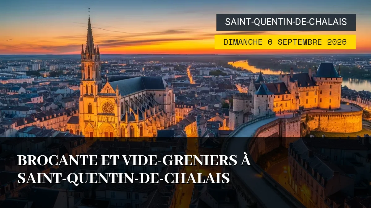 Affiche de l'événement : Brocante et Vide-Greniers à Saint-Quentin-de-Chalais – Dimanche 6 Septembre 2026