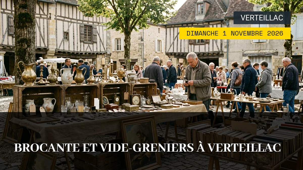 Affiche de l'événement : Brocante Et Vide-Greniers À Verteillac – Dimanche 1 Novembre 2026