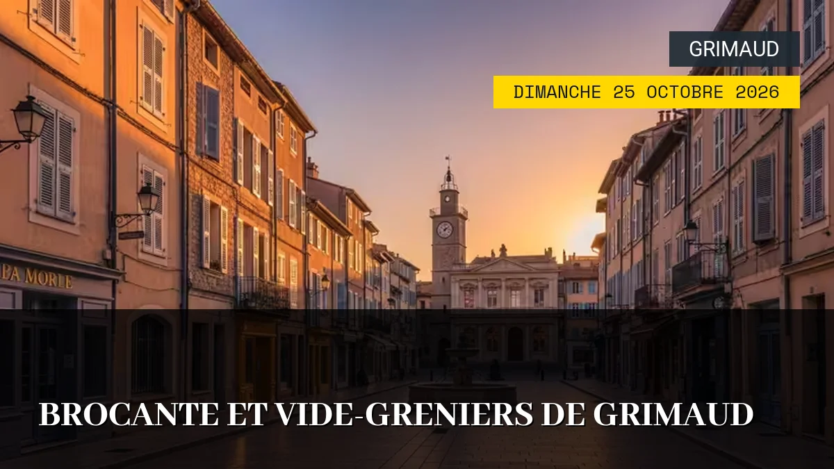 Affiche de l'événement : Brocante et Vide-Greniers de Grimaud – Dimanche 25 Octobre 2026