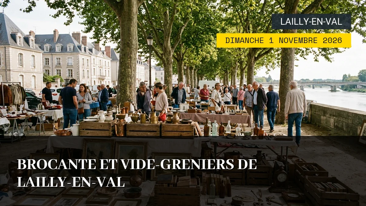 Affiche de l'événement : Brocante et vide-greniers de Lailly-en-Val – Dimanche 1 Novembre 2026