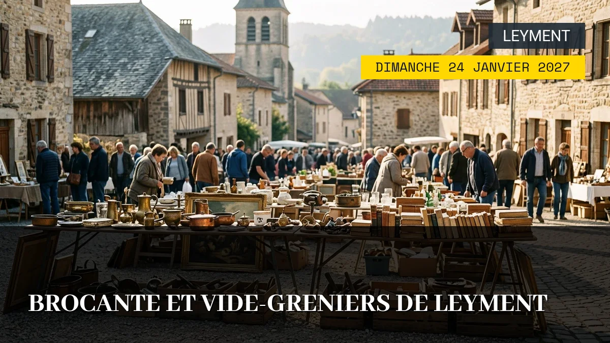 Affiche de l'événement : Brocante et Vide-greniers de Leyment – Dimanche 24 Janvier 2027