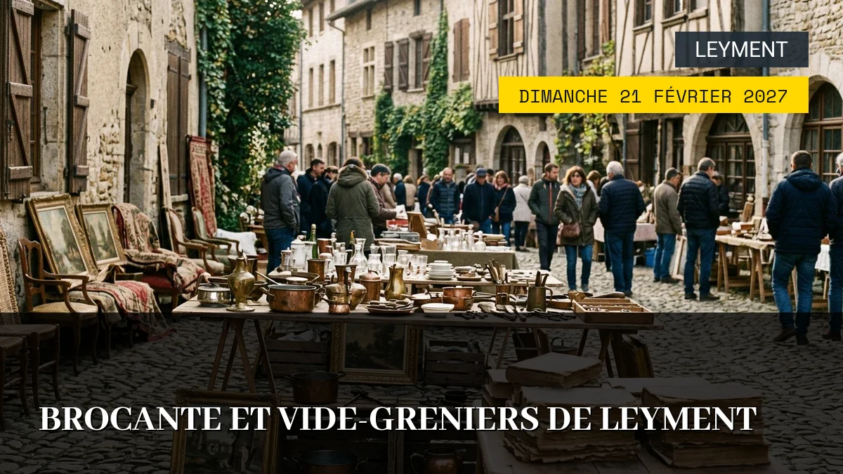 Affiche de l'événement : Brocante et Vide-Greniers de Leyment – Dimanche 21 Février 2027