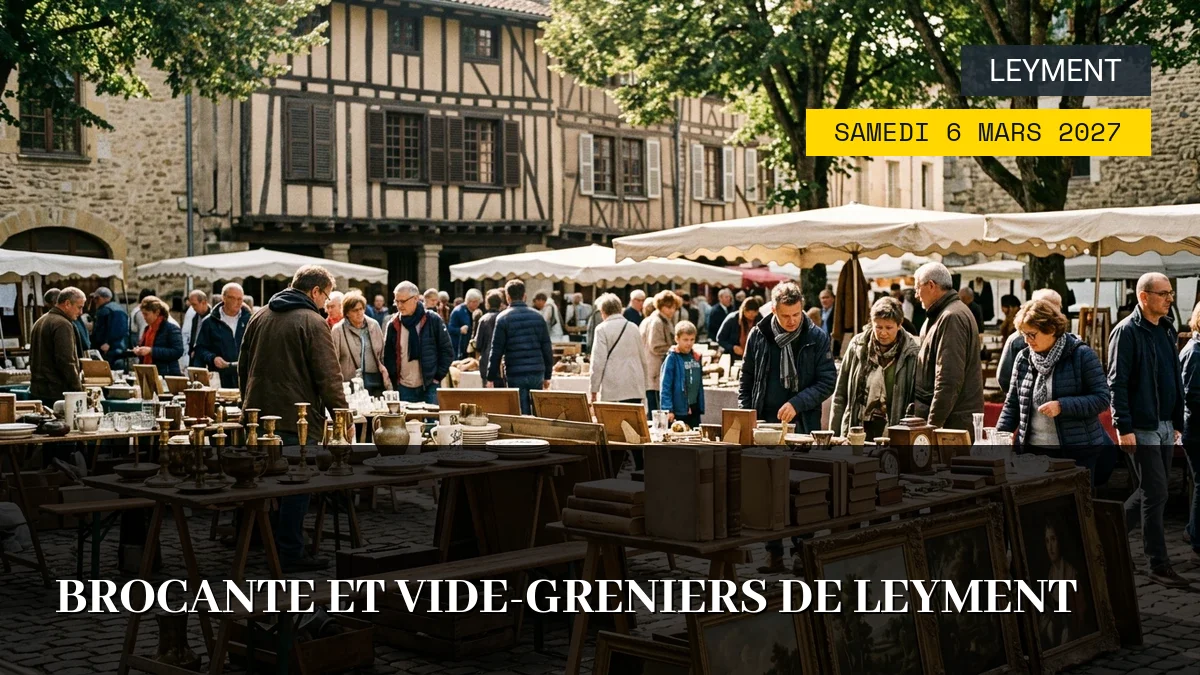 Affiche de l'événement : Brocante et Vide-Greniers de Leyment — Du Samedi 6 Mars 2027 au Dimanche 7 Mars 2027