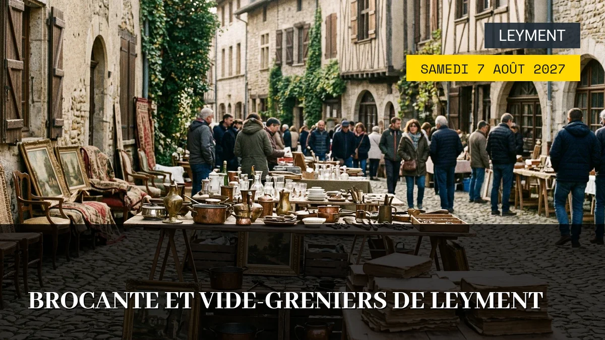 Affiche de l'événement : Brocante et Vide-Greniers de Leyment – Samedi 7 Août 2027