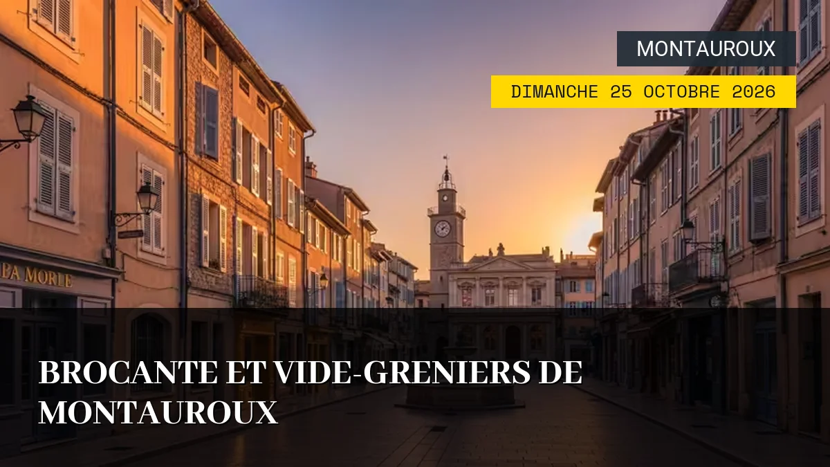 Affiche de l'événement : Brocante et Vide-Greniers de Montauroux – Dimanche 25 Octobre 2026