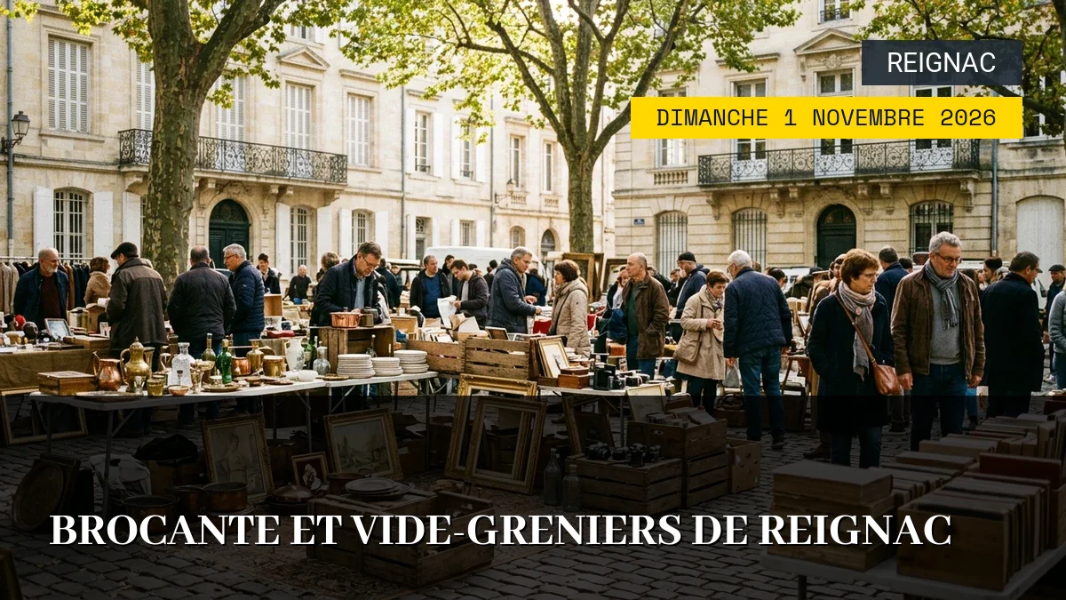 Affiche de l'événement : Brocante et Vide-Greniers de Reignac – Dimanche 1 Novembre 2026
