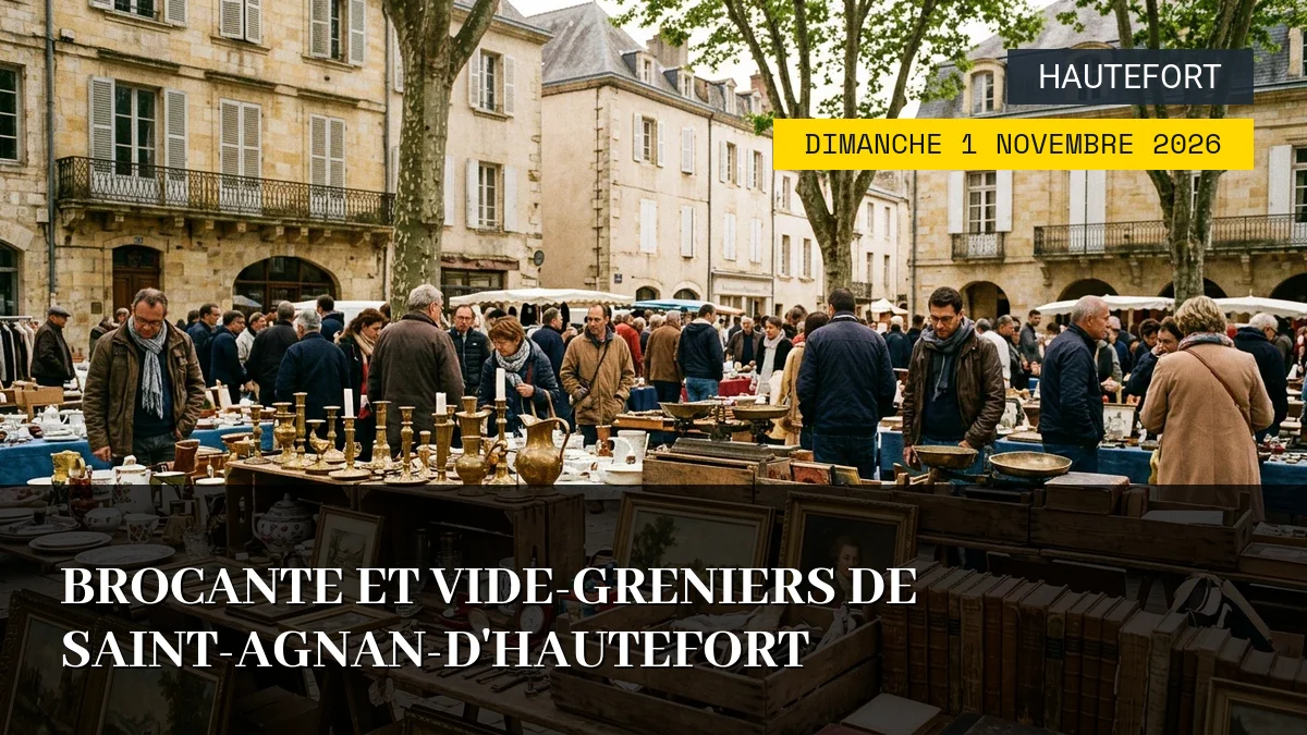 Affiche de l'événement : Brocante et Vide-Greniers de Saint-Agnan-d&rsquo;Hautefort – Dimanche 1 Novembre 2026
