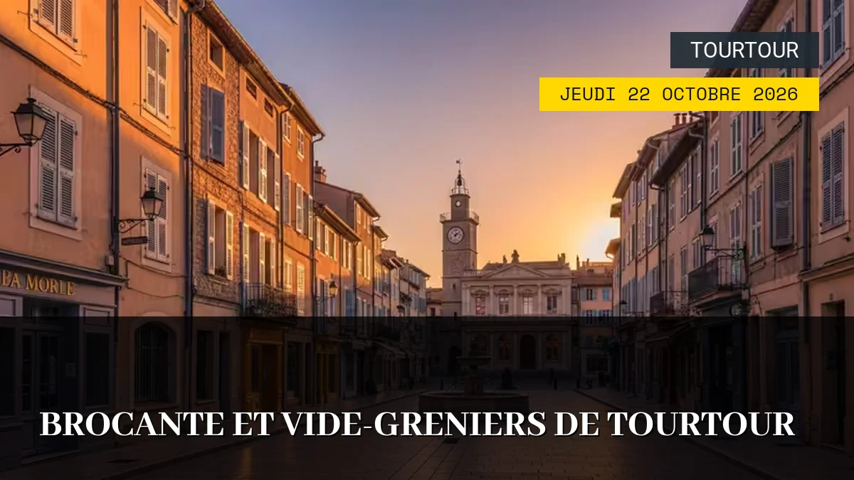 Affiche de l'événement : Brocante et Vide-Greniers de Tourtour – Jeudi 22 Octobre 2026