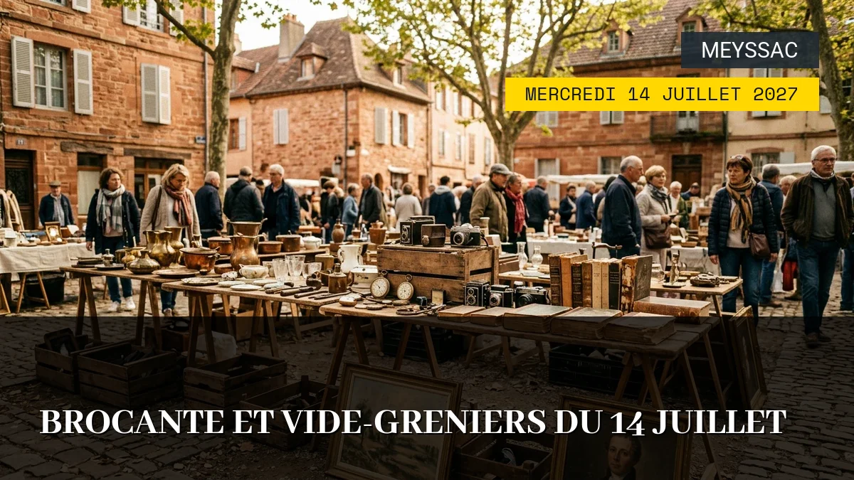 Affiche de l'événement : Brocante et Vide-Greniers du 14 Juillet – Mercredi 14 Juillet 2027