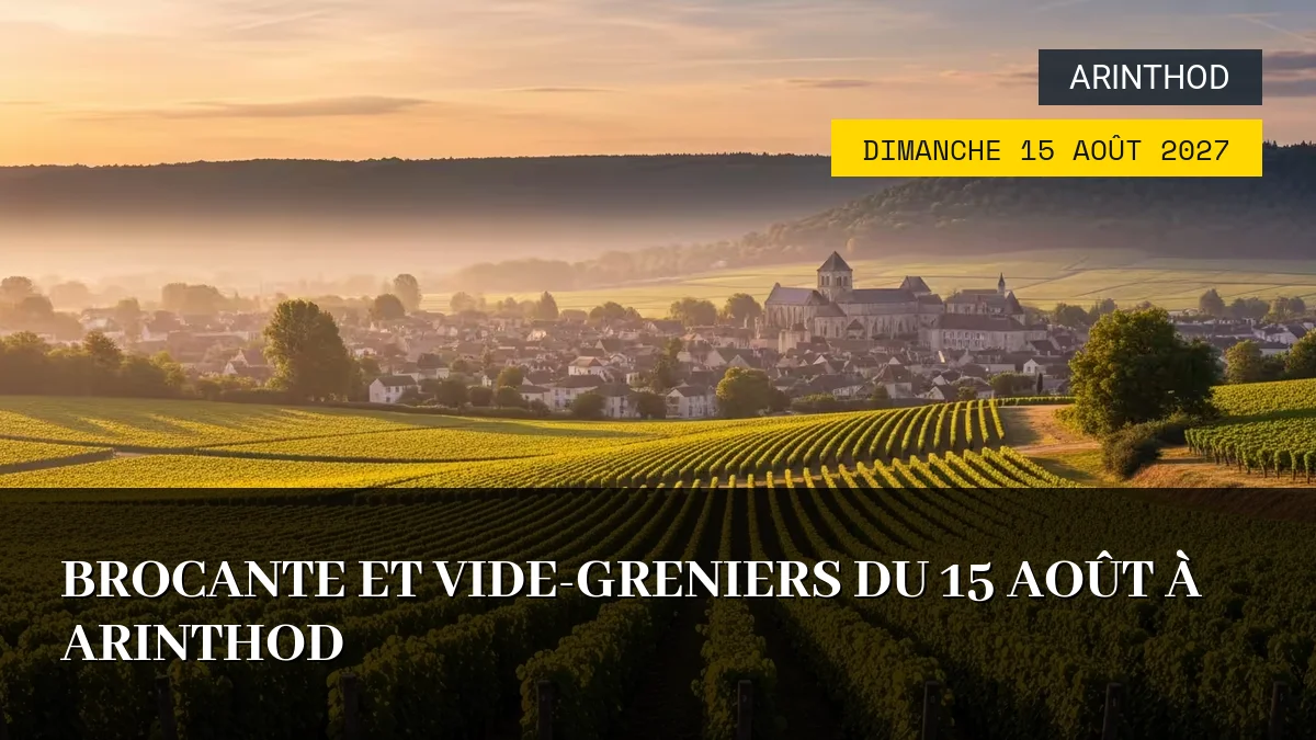 Affiche de l'événement : Brocante et Vide-Greniers du 15 Août à Arinthod – Dimanche 15 Août 2027