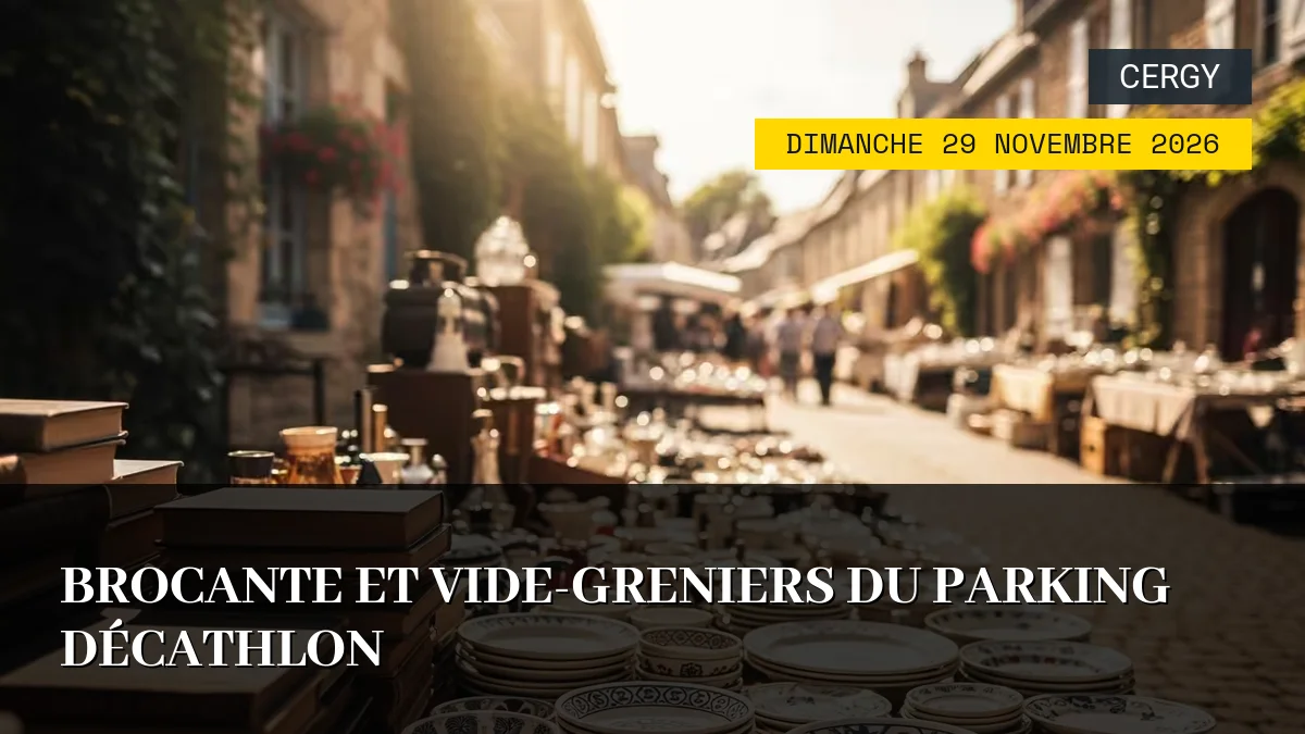 Affiche de l'événement : Brocante et Vide-Greniers du Parking Décathlon – Dimanche 29 Novembre 2026