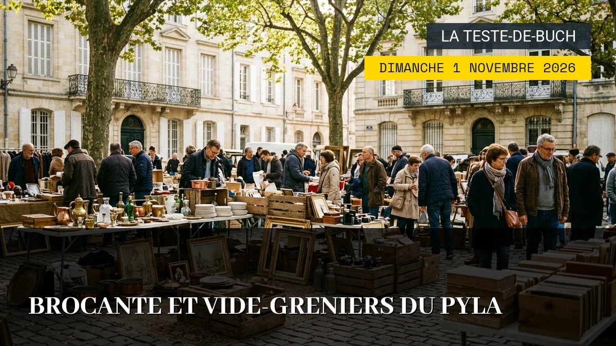 Affiche de l'événement : Brocante et Vide-Greniers du Pyla – Dimanche 1 Novembre 2026