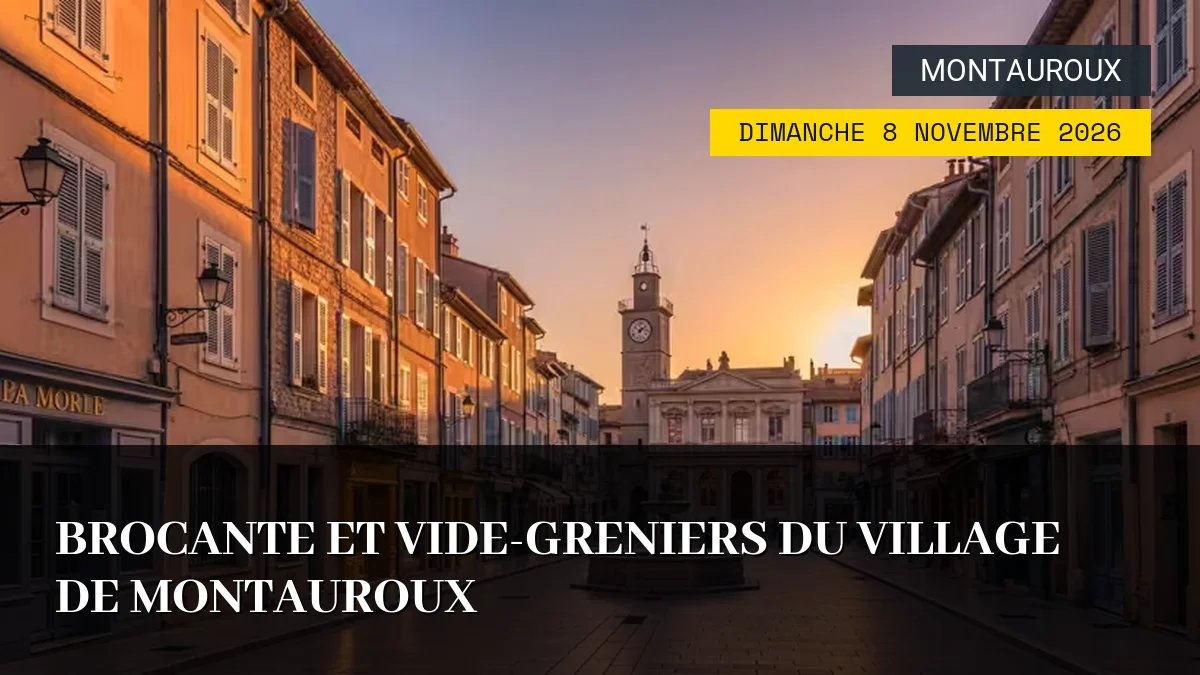 Affiche de l'événement : Brocante et Vide-Greniers du Village de Montauroux – Dimanche 8 Novembre 2026
