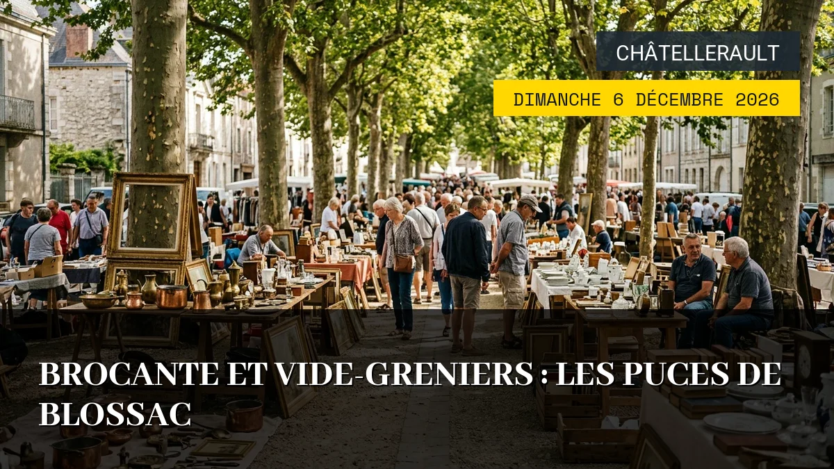 Affiche de l'événement : Brocante et Vide-Greniers : Les Puces de Blossac – Dimanche 6 Décembre 2026