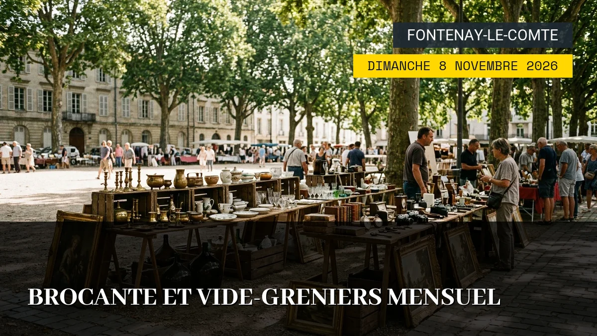 Affiche de l'événement : Brocante et Vide-Greniers Mensuel – Dimanche 8 Novembre 2026