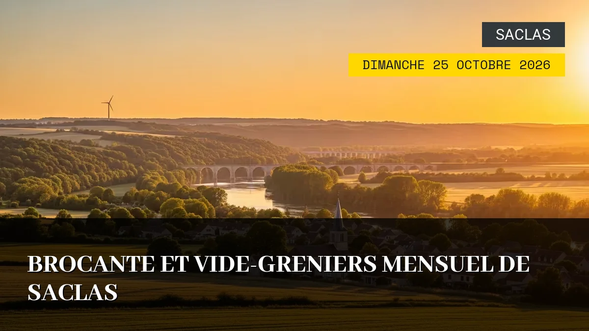Affiche de l'événement : Brocante et Vide-Greniers Mensuel de Saclas – Dimanche 25 Octobre 2026