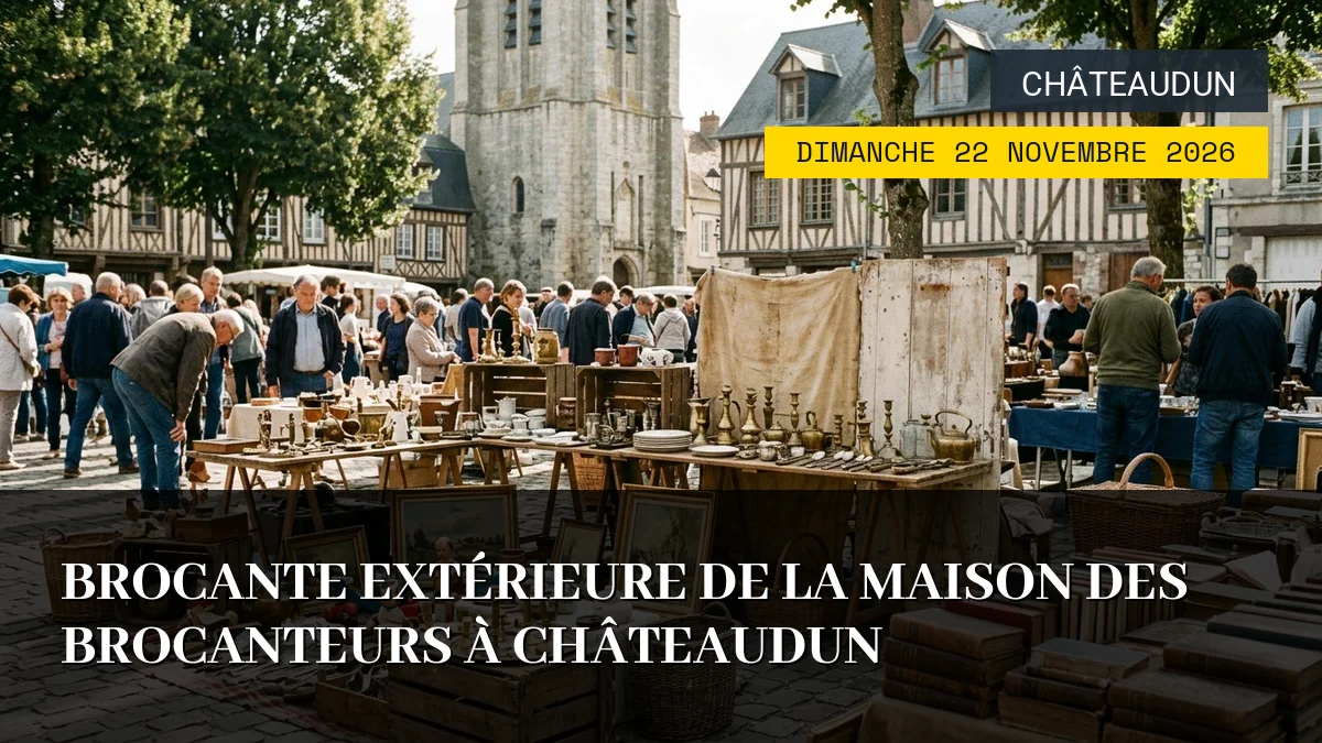 Affiche de l'événement : Brocante extérieure de La Maison des Brocanteurs à Châteaudun – Dimanche 22 Novembre 2026