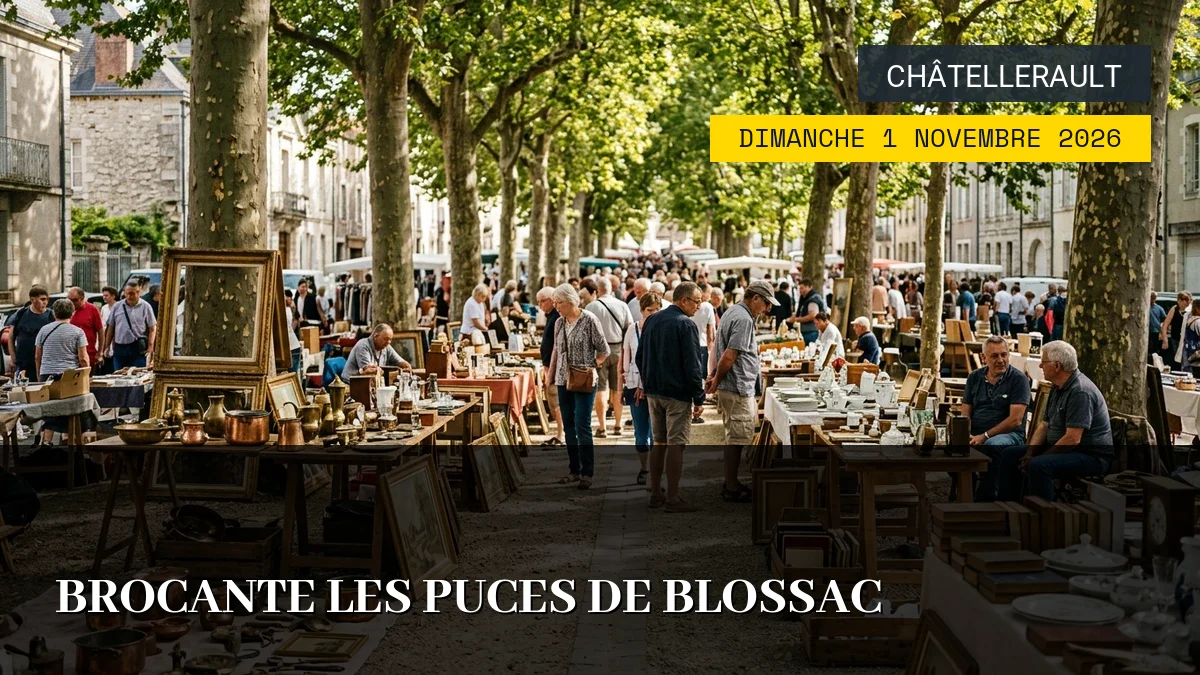 Affiche de l'événement : Brocante Les Puces de Blossac – Dimanche 1 Novembre 2026