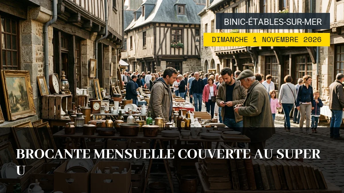 Affiche de l'événement : Brocante Mensuelle Couverte au Super U – Dimanche 1 Novembre 2026