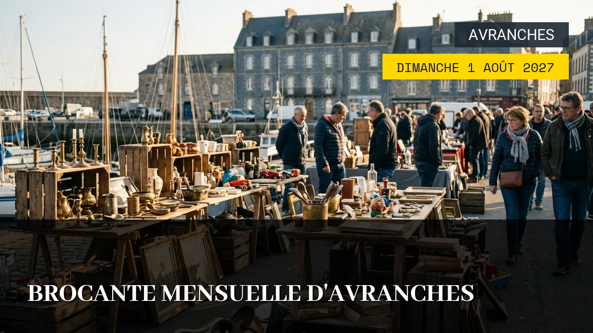 Affiche de l'événement : Brocante Mensuelle d&rsquo;Avranches – Dimanche 1 Août 2027